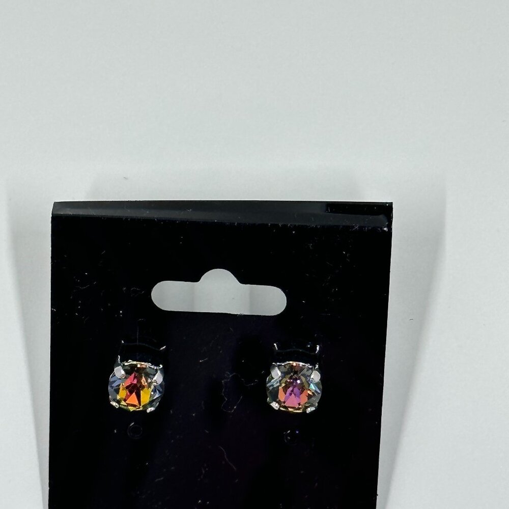 8mm Handset Post Earrings - Green Sphinx Swarovski Crystal -